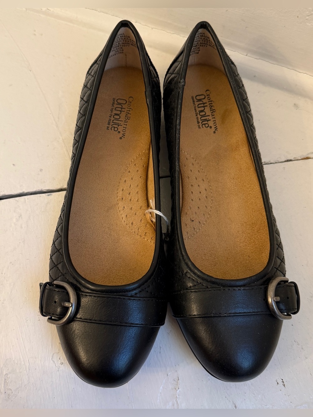CROFT & BARROW Women’s Store Black Quilted Buckle OrthoLite Ballet Flats 7 NEW